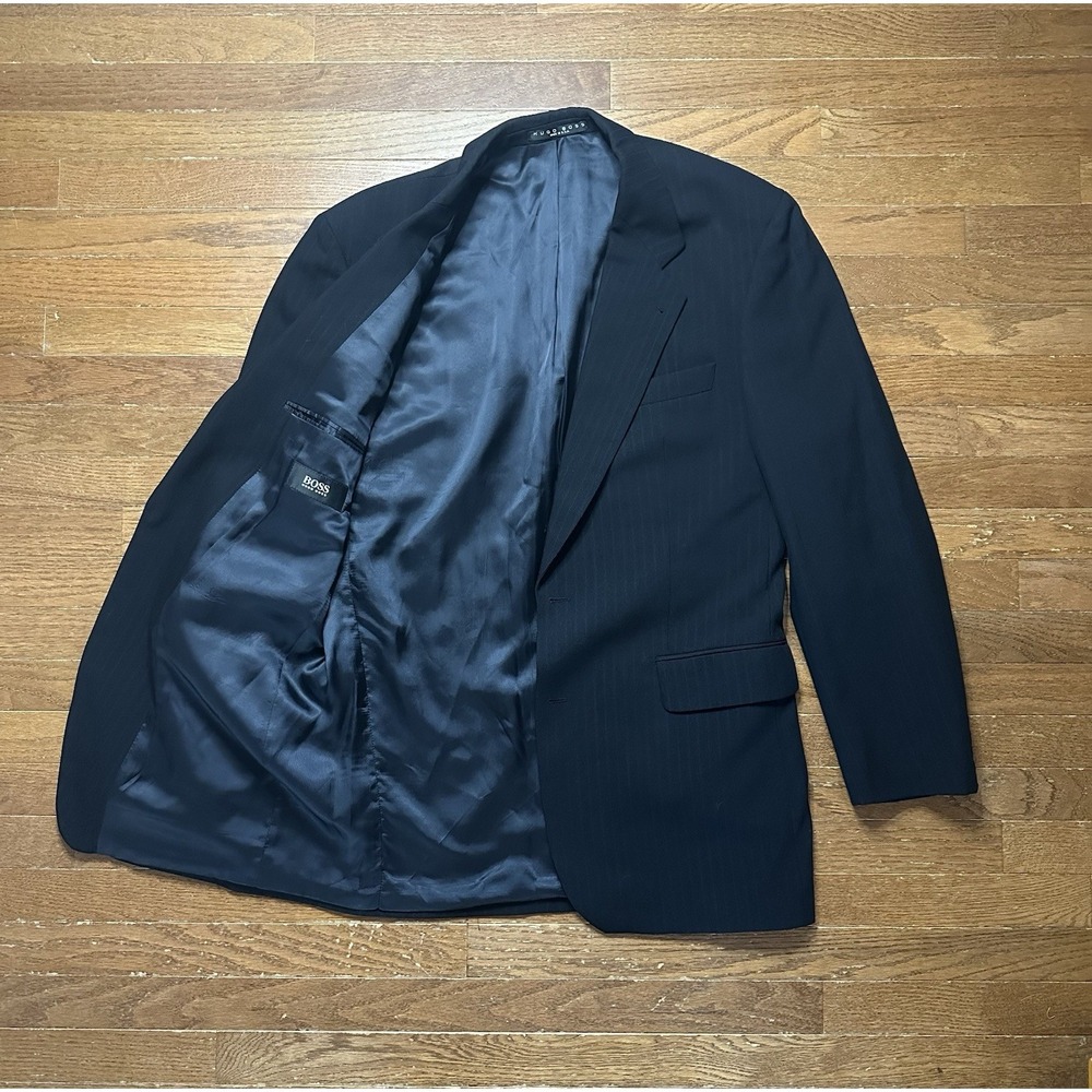 BOSS Hugo Boss Blazer Mens 44L  Apollon Barneys New York‎ Wool Navy Stripe